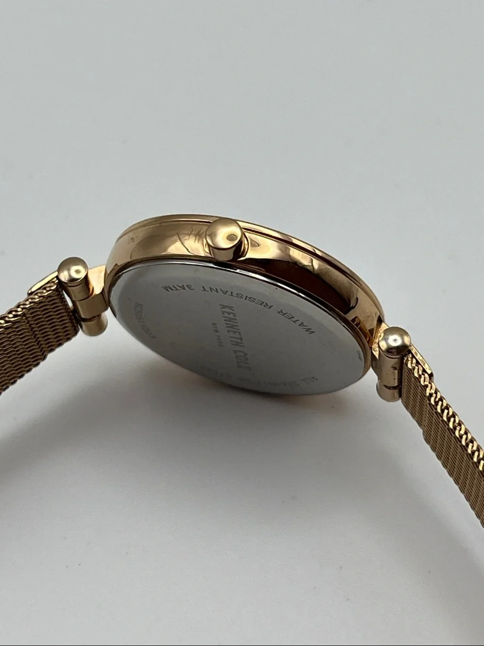 Kenneth Cole Women's Gold Mesh Bracelet Watch with White Dial